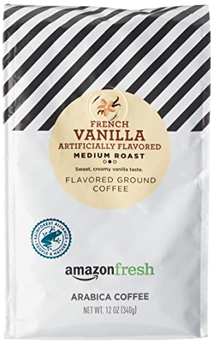 AmazonFresh French Vanilla Flavored Coffee, Ground, Medium Roast, 12 Ounce (Pack of 3)