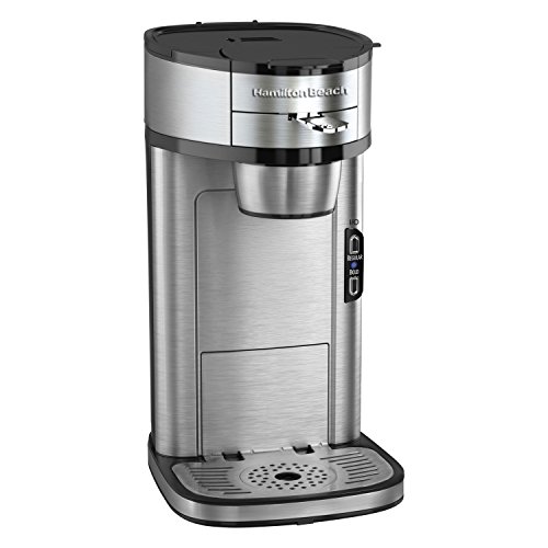 Hamilton Beach The Scoop Single Serve Coffee Maker & Fast Grounds Brewer, Brews in Minutes, 8-14oz. Cups, Stainless Steel