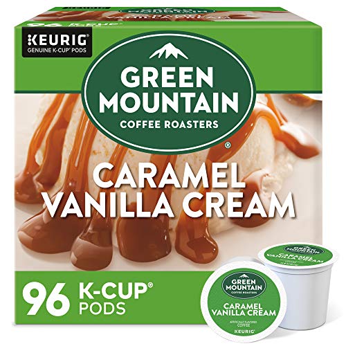 Green Mountain Coffee Roasters Caramel Vanilla Cream Coffee, Keurig Single-Serve K-Cup pods, Light Roast, 96 Count (4 Packs of 24)
