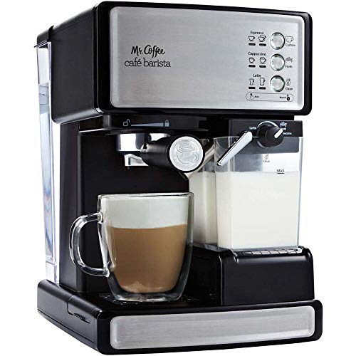 Mr. Coffee Espresso and Cappuccino Machine, Programmable Coffee Maker with Automatic Milk Frother and 15-Bar Pump, Stainless Steel